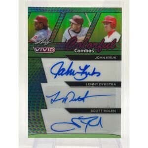 2024 Leaf Vivid John Kruk Lenny Dykstra Scott Rolen Triple Green Auto 3/4 SSP